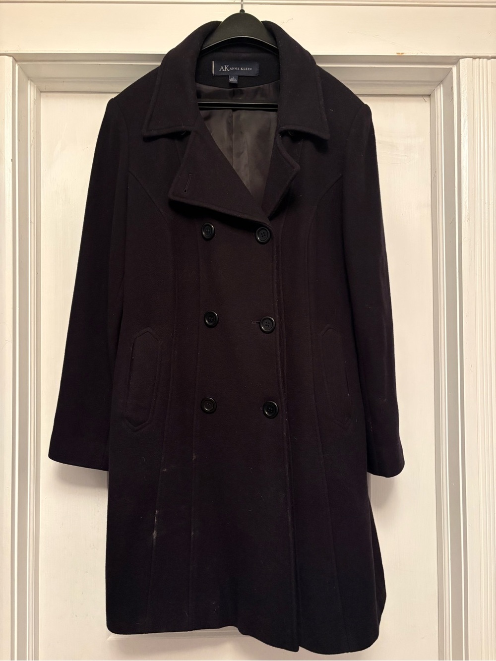 Anne Klein Black Double-Breasted Pea Coat